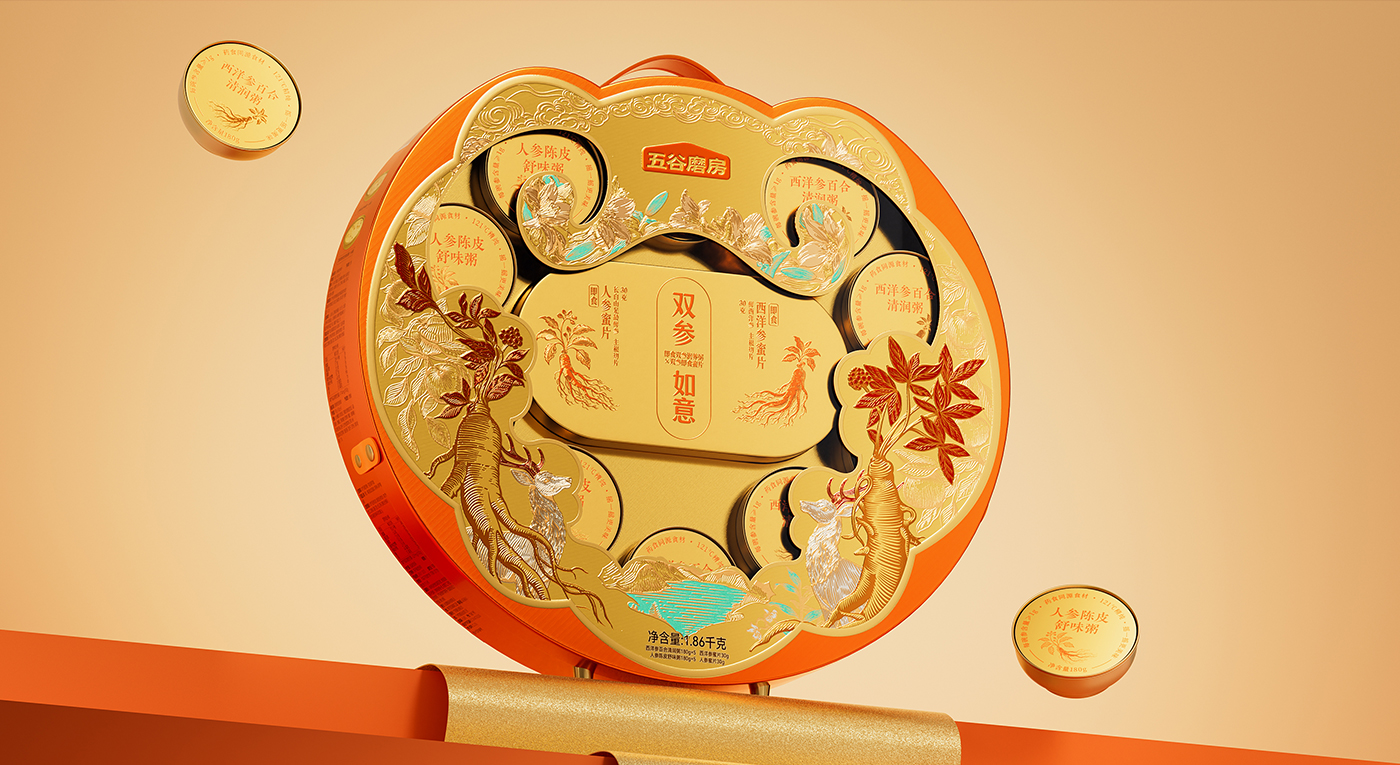 ?五谷磨房「雙參如意」禮盒設(shè)計(jì) | 山姆會員新年輕養(yǎng)臻禮